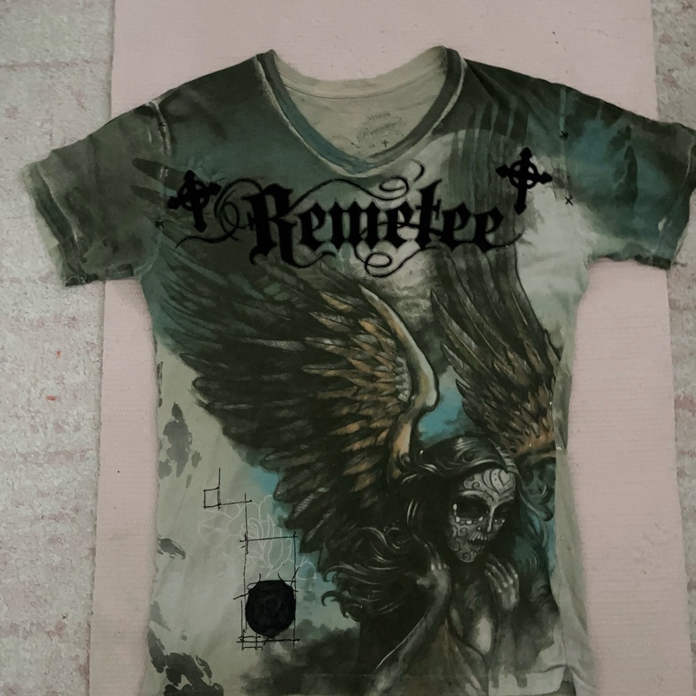 Men's Angel Graphic Tee - Green and Black